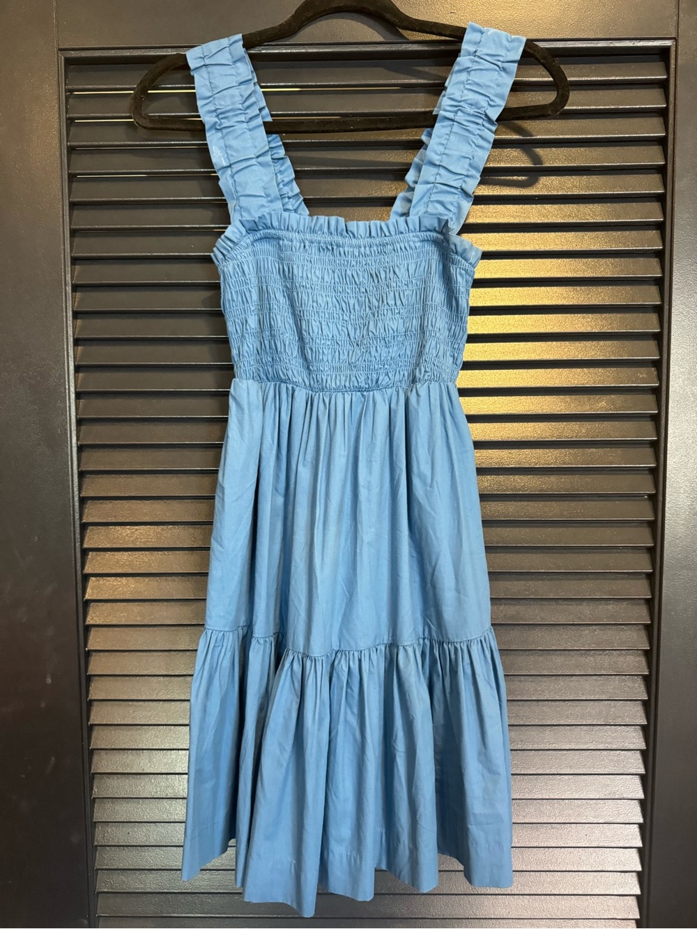 Abercrombie & Fitch Blue Smocked Tiered Midi Dress Size Small